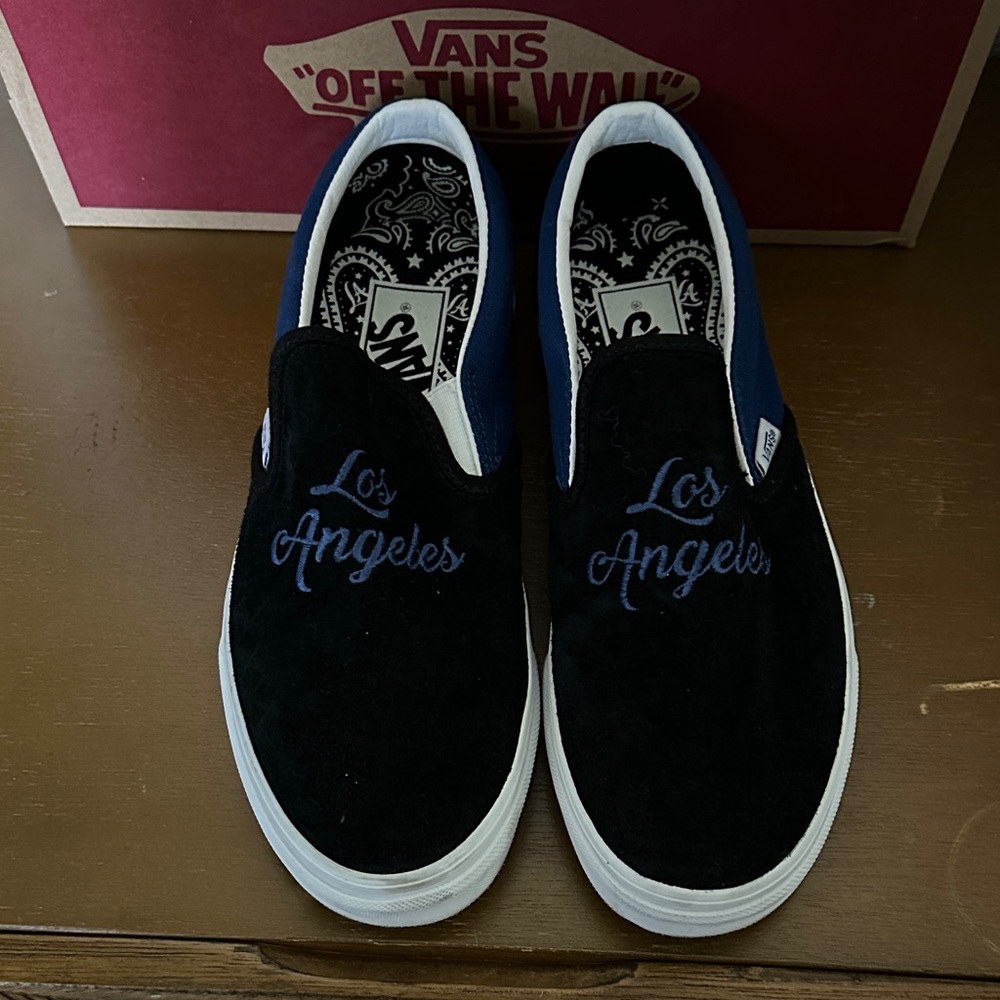 Vans Black and Blue Los Angeles Slip-Ons